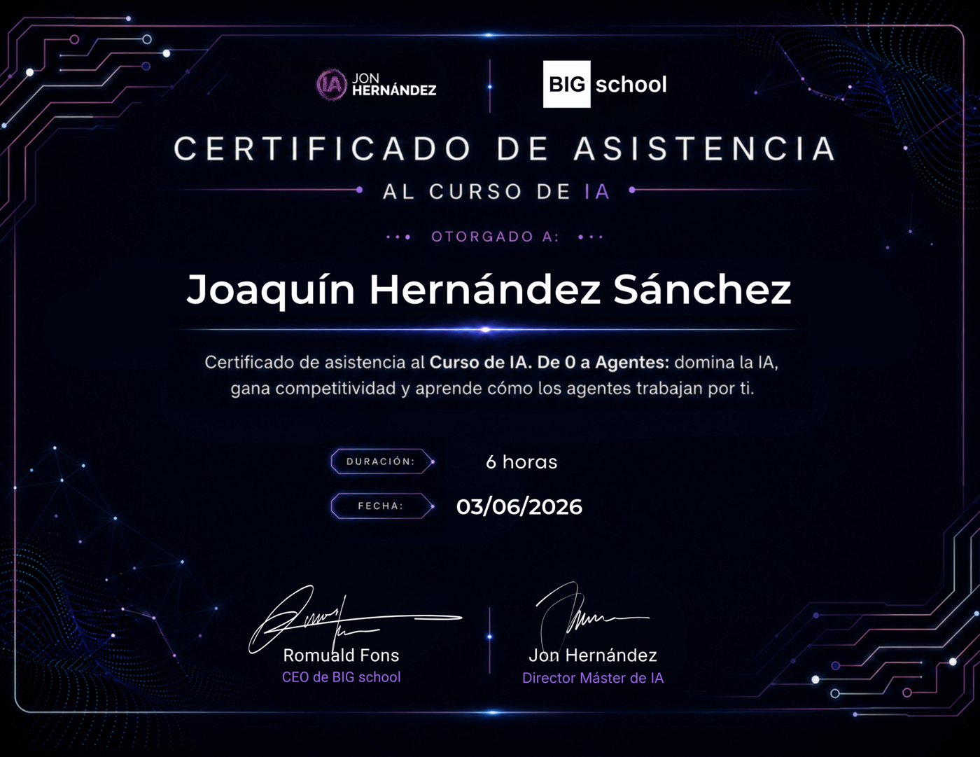 Certificado Curso de IA: De 0 a Agentes