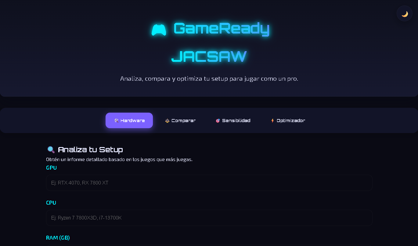 Vista previa GameReady Web